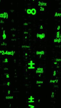 Matematik Bilimsel Soyut Yeşil Neon Dikey Arkaplan 3B Canlandırması