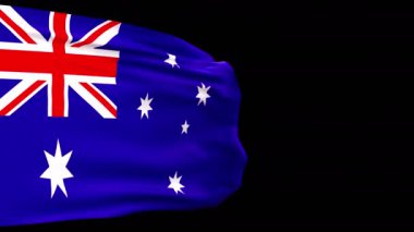 Dalgalanan Avustralya Bayrağı, Şeffaf Arkaplan Alfa Kanalı 3D Canlandırma.