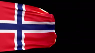 Saydam bir arkaplan üzerinde Norveç Krallığı bayrağı 3d animasyon 4k alfa kanalı.