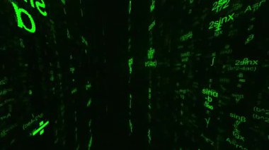 Matematik Bilimsel Soyut Yeşil Neon Arkaplan 3B Canlandırması