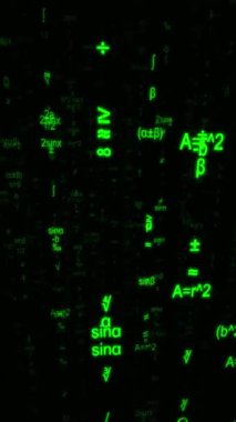 Matematik Bilimsel Soyut Yeşil Neon Dikey Arkaplan 3B Canlandırması