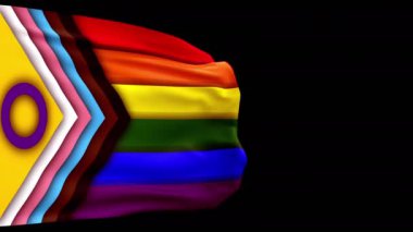 Şeffaf arkaplanda LGBTQ bayrağı 3d animasyon alfa kanalı