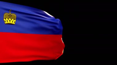 Liechtenstein bayrağı, şeffaf arkaplan, 3d animasyon 4k alfa kanalı