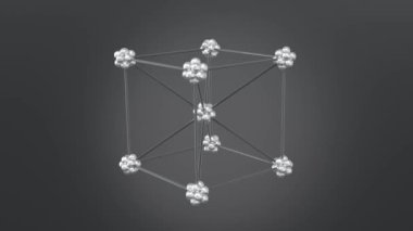 Demir kristal kafes modeli 3D animasyon.