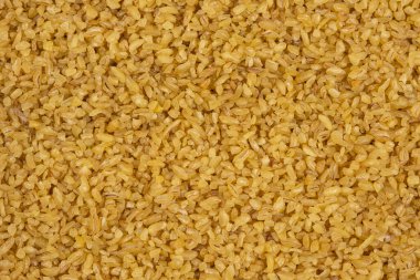 Yukarıdan dağınık bulgur görünümü arkaplanı.