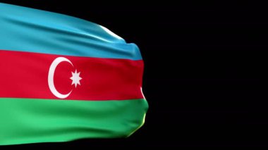 Azerbaycan bayrağı, şeffaf arkaplan, 3d animasyon 4k alfa kanalı.