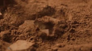 Çikolata Parçalar Kakao Tozu 'na Düşüyor Yavaş Hareketli Makro