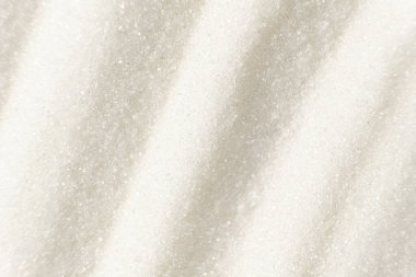 Beyaz kristal şeker dokusu, aşçılık yaratıcı arkaplan, metin için alan