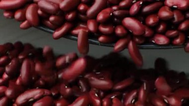 Kırmızı Böbrek Fasulyesinin Yakın Çekimi Yavaş Hareketi
