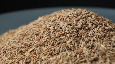 Kurutulmuş Kimyon Tohumları Yakın Çekim Mutfak Malzemeleri Rotasyonu.