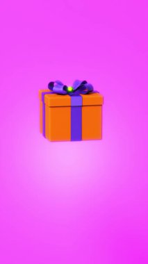 Tepeden tırnağa hediye kutusuna uçmak, kapak açılır, dikey 3d canlandırma