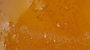 Doğal İşlenmemiş Sebze Yağı, Yağ Kabarcıkları, Makro Üst Görünüm Yavaş Görünüm