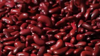 Parlak Kırmızı Böbrek Fasulyesinin Yakın Çekimi Yavaş Hareketi