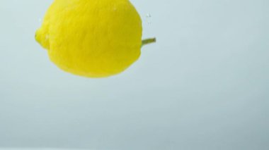 Küçük baloncuklu taze limon sualtı manzarası.