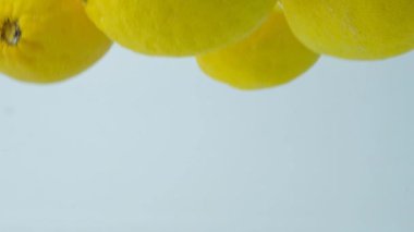 Tüm limonlar suda, kabarcık oluşumu, yavaş çekim.