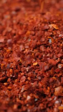 Acı biberin Yavaş Hareketi Doğal Biber Baharatı Yakın Çekim Makro.