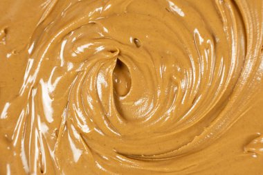 Kremalı Amerikan Doğal Fıstık Ezmesi Üst Görünümü Makro.