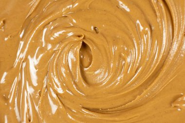 Kremalı Amerikan Doğal Fıstık Ezmesi Üst Görünümü Makro.