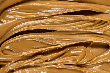 Kremalı Amerikan Doğal Fıstık Ezmesi Üst Görünümü Makro.