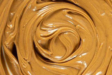 Kremalı Amerikan Doğal Fıstık Ezmesi Üst Görünümü Makro.