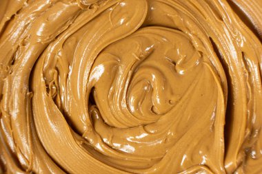 Kremalı Amerikan Doğal Fıstık Ezmesi Üst Görünümü Makro.