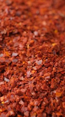 Acı biberin Yavaş Hareketi Doğal Biber Baharatı Yakın Çekim Makro.