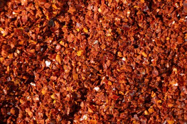 Ground Chili Biber Üst Görünümünün Makro Dokuları.