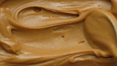 Detaylı Fıstık Ezmesi dokusu. Üst Görünüm Yavaş Hareketi.