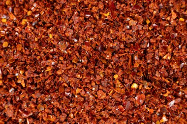 Baharatlı zemin biberi yakın çekim dokusu üst görünümü.