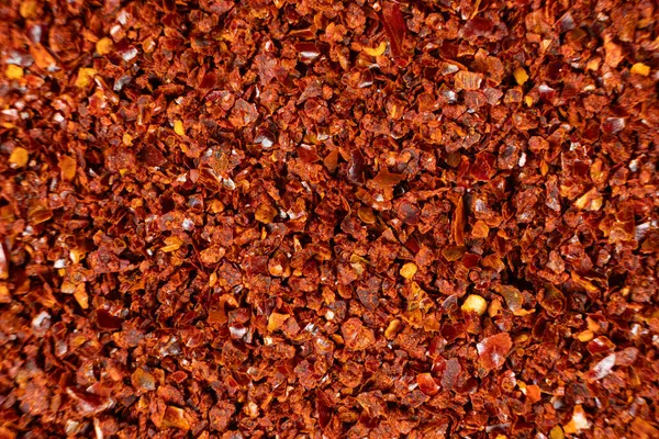 Baharatlı zemin biberi yakın çekim dokusu üst görünümü.