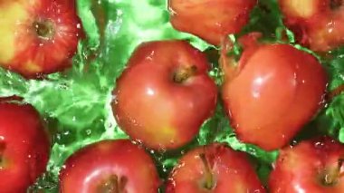 Apple Splash in Water Fresh Fruit Top Moew Slow Motion.