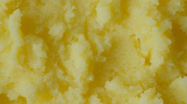 Geleneksel Ghee Tereyağı Üst Görünümünün Makro Dokusu.