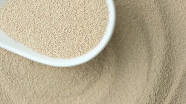 Bir kaşık Yakın Çekim Üst Görünümünde Kuru Fırın Mayası.