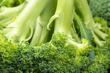 Ayrıntılı Dokuya sahip Taze Yeşil Brokoli 'nin Yakın Görüntüsü