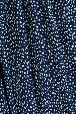 Beyaz Benekli Mavi Polyester Kumaş