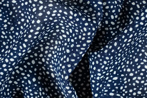 Makro Doku Polyester Mavi Kumaş Polka Doku Deseni.