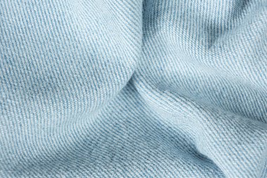 Kırışık Denim Kumaşının Gölgeler ve Dokularla Macro Görünümü