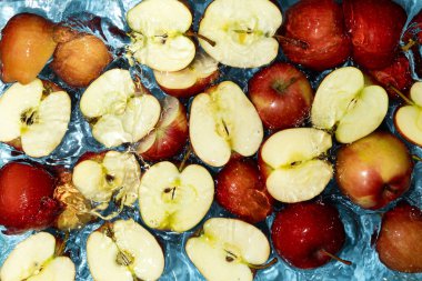 Su Taze Meyve Üst Görünümünde Elma Sıçratması