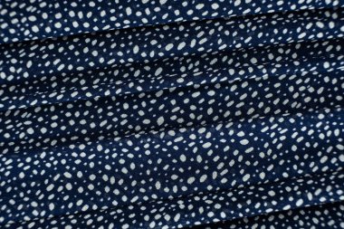 Makro Doku Polyester Mavi Kumaş Polka Doku Deseni.