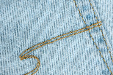 Mavi Kot Kumaş ve İplik Dikişlerinin Ayrıntılı Görünümü.