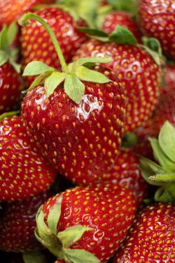 Olgun taze çilekler, yakın plan makro.