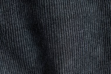 Soyut Siyah Kaburgalı Kadife Tekstil Yüzeyi Yakın plan.