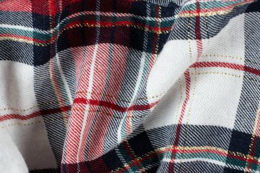 Makro desenli pamuk kumaş. Hafif polyester, ekose desenli.