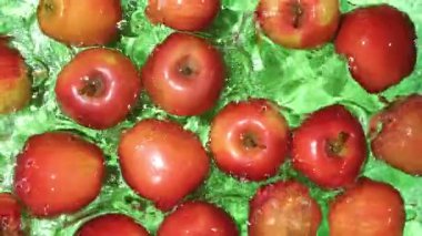 Apple Splash in Water Fresh Fruit Top Moew Slow Motion.