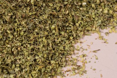 Oregano Baharatlı Makro Yakın plan. Bitkisel Mutfak Arkaplanı