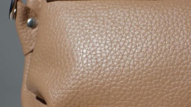 Kahverengi Deri El Çantası Makro Doku Yakın Çekim