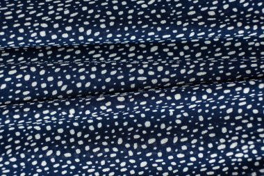 Makro Doku Polyester Mavi Kumaş Polka Doku Deseni.