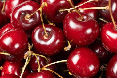 Toz Tanecikli Yıkanmamış Tatlı Kirazın Makro Dokuları