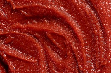 Domates Ezmesi Makro Manzarası. Kırmızı ile Soyut Pişirme Dokusu