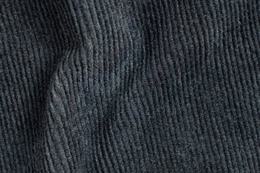 Pamuk ve Elastane Harmanlı Siyah Kadife Kumaşın Makro Dokusunu.
